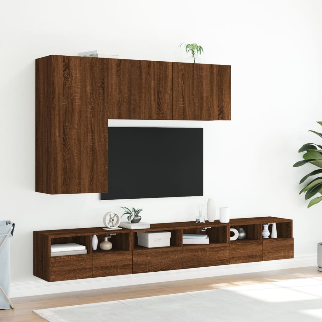 vidaXL Ścienna szafka TV, brązowy dąb, 60x30x30 cm