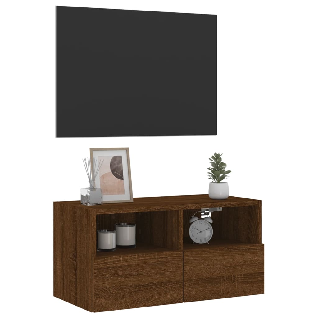 vidaXL Ścienna szafka TV, brązowy dąb, 60x30x30 cm