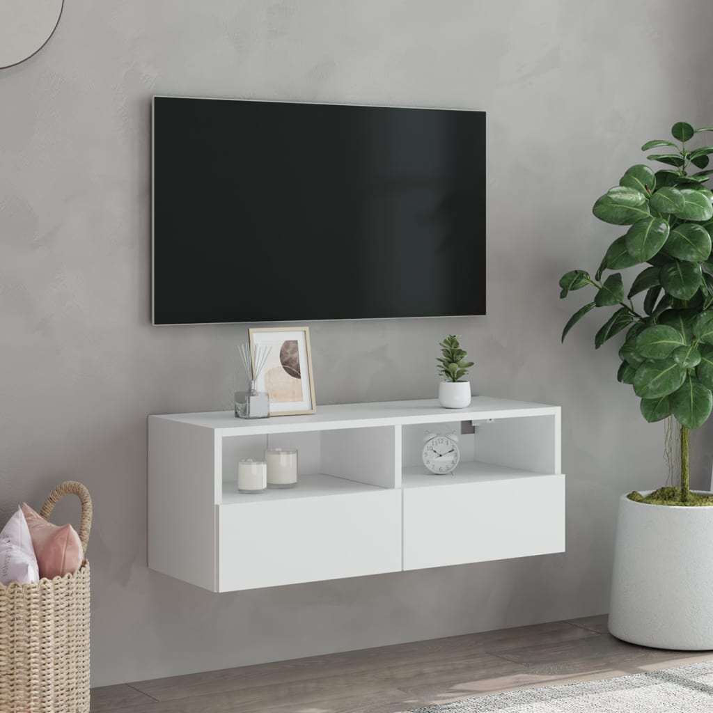 vidaXL Ścienna szafka TV, biała, 80x30x30 cm, materiał drewnopochodny