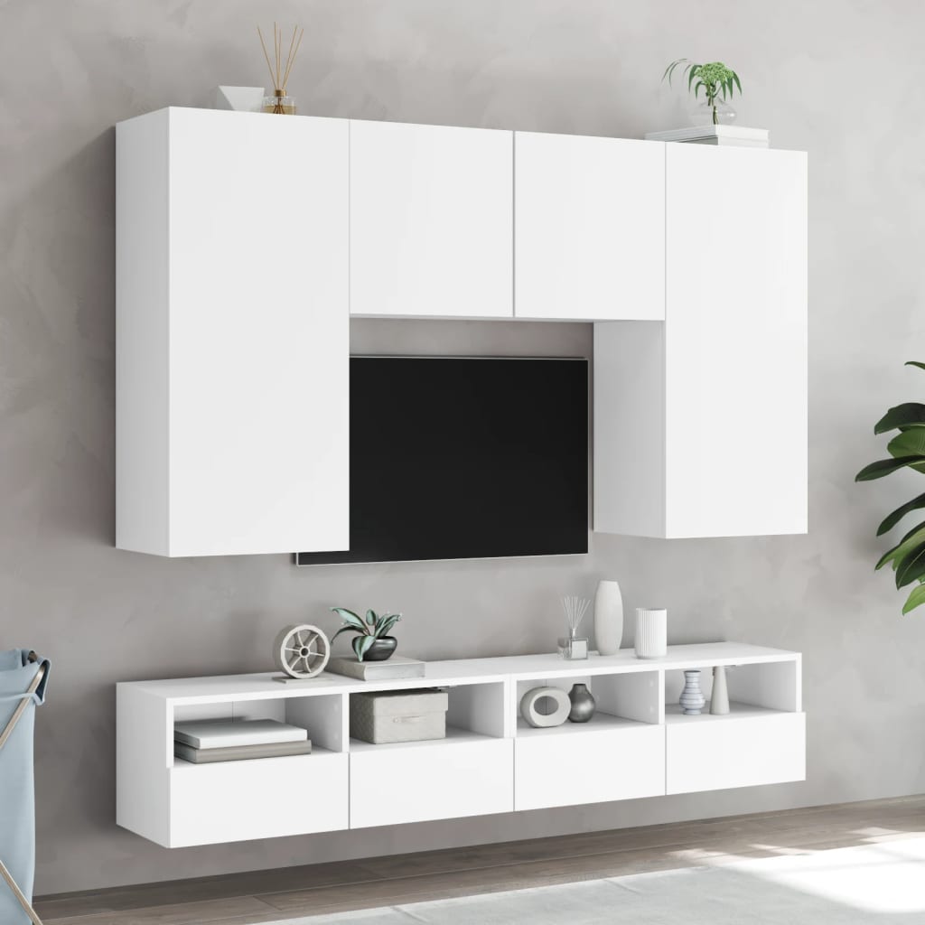 vidaXL Ścienna szafka TV, biała, 80x30x30 cm, materiał drewnopochodny