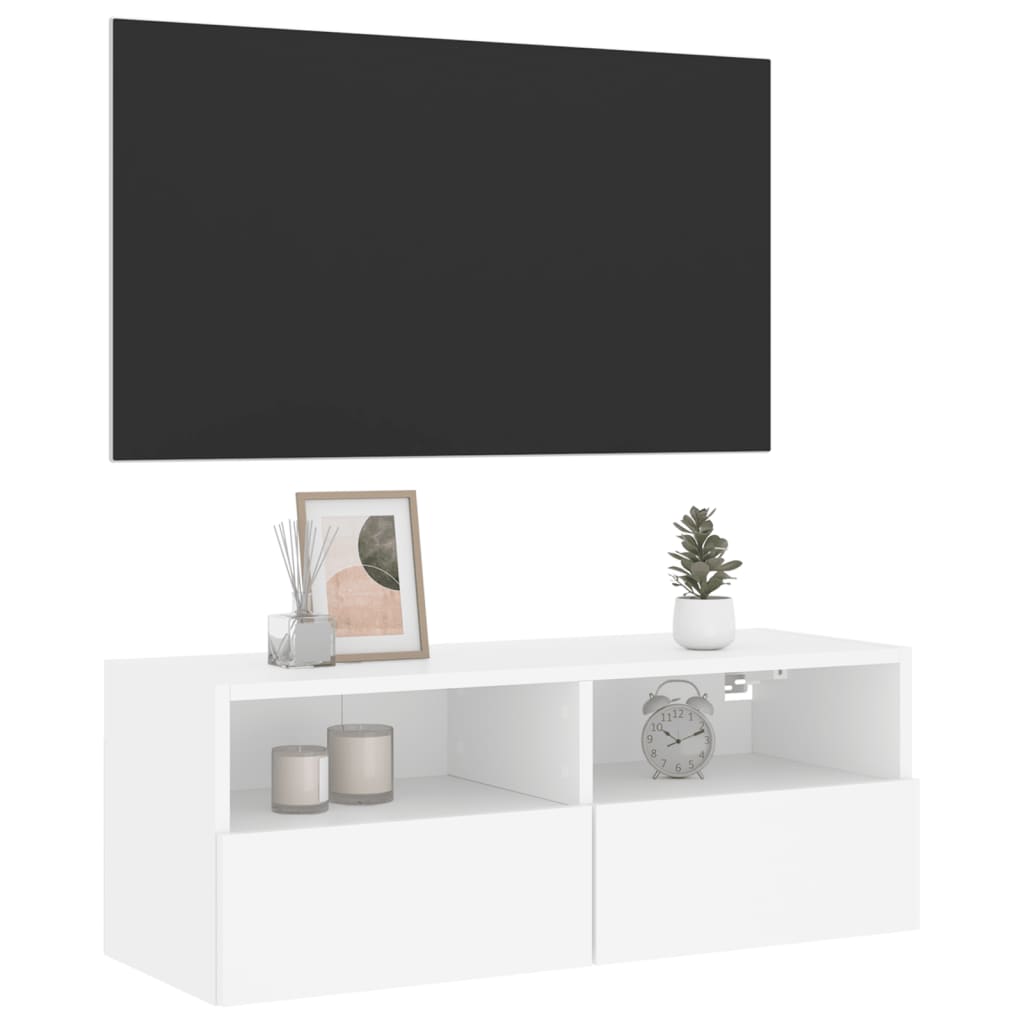 vidaXL Ścienna szafka TV, biała, 80x30x30 cm, materiał drewnopochodny