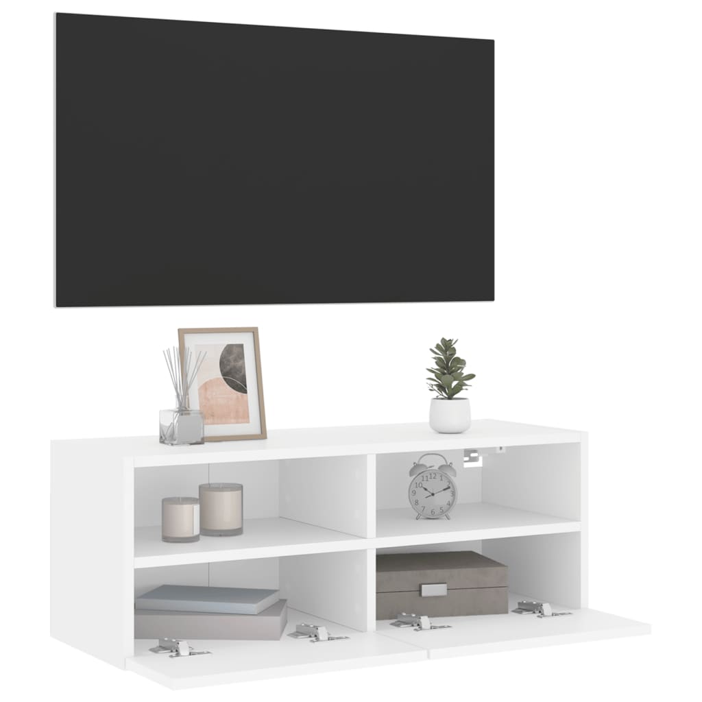 vidaXL Ścienna szafka TV, biała, 80x30x30 cm, materiał drewnopochodny