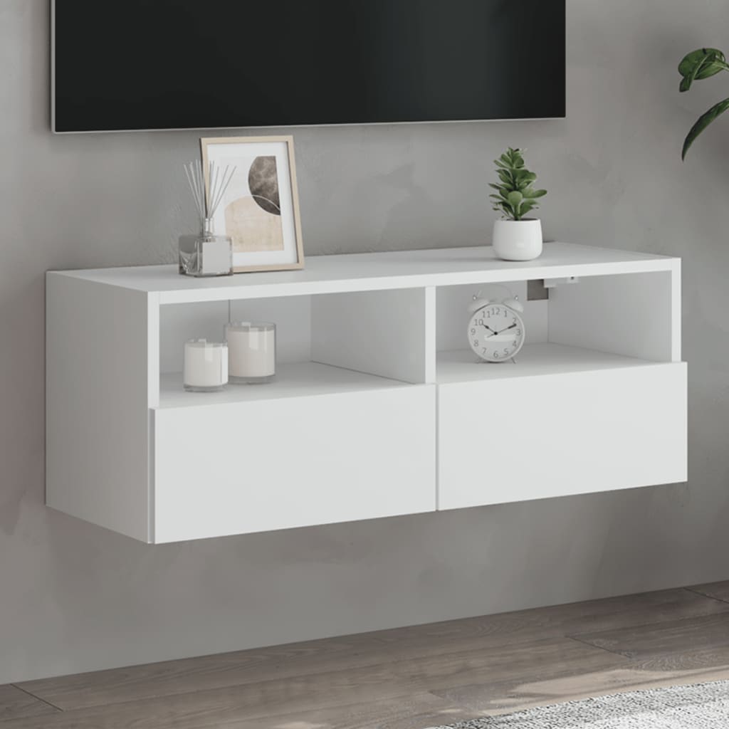 vidaXL Ścienna szafka TV, biała, 80x30x30 cm, materiał drewnopochodny