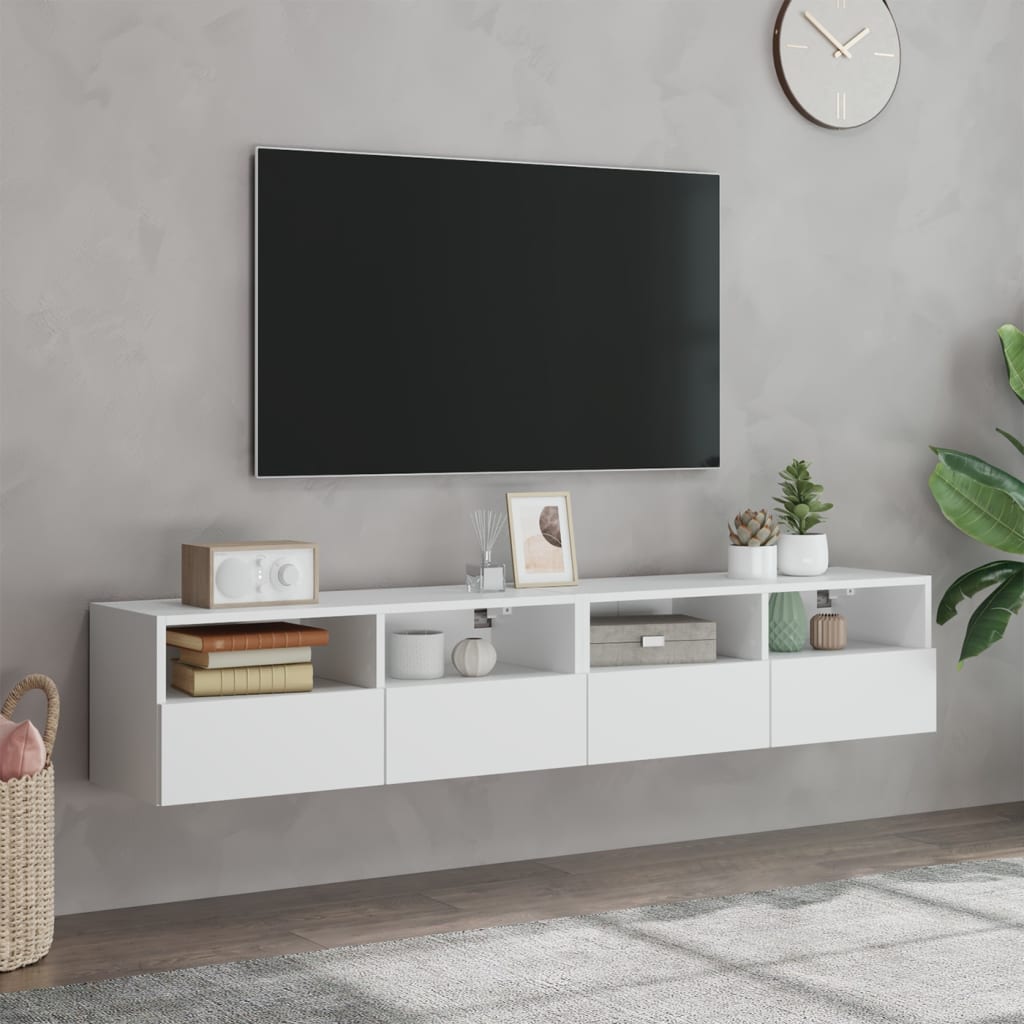 vidaXL Ścienne szafki TV, 2 szt., białe, 80x30x30 cm
