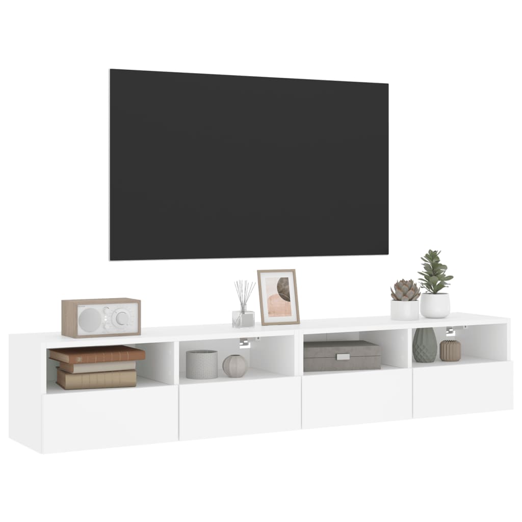 vidaXL Ścienne szafki TV, 2 szt., białe, 80x30x30 cm