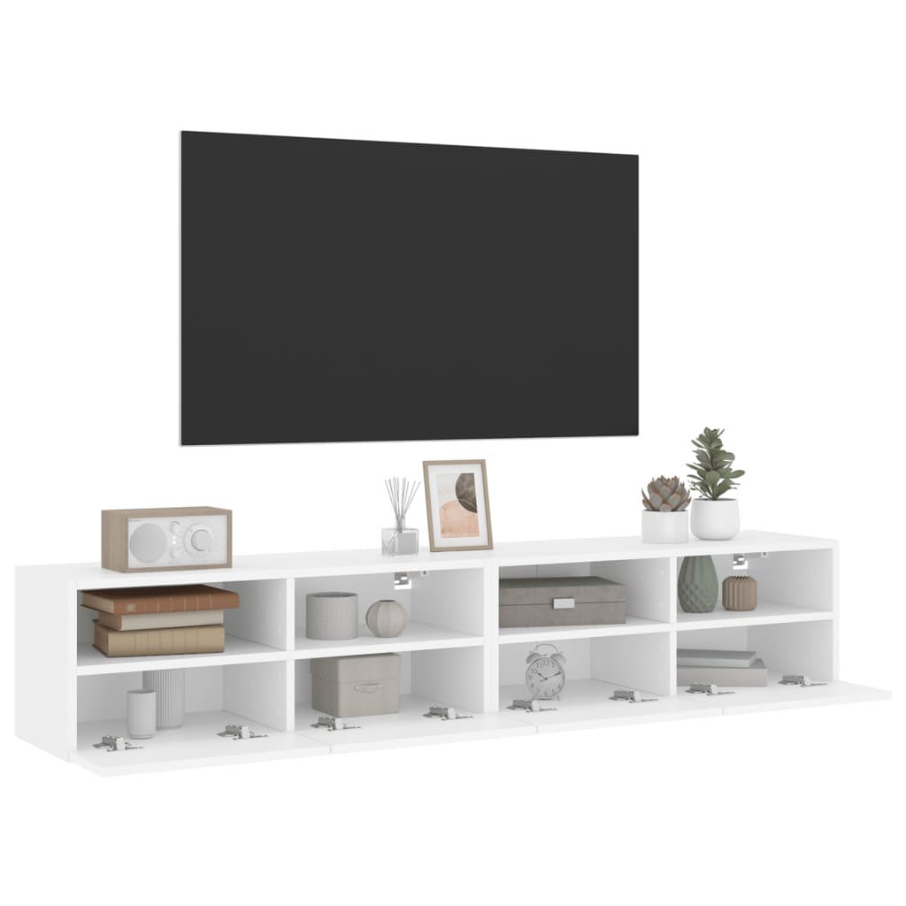 vidaXL Ścienne szafki TV, 2 szt., białe, 80x30x30 cm