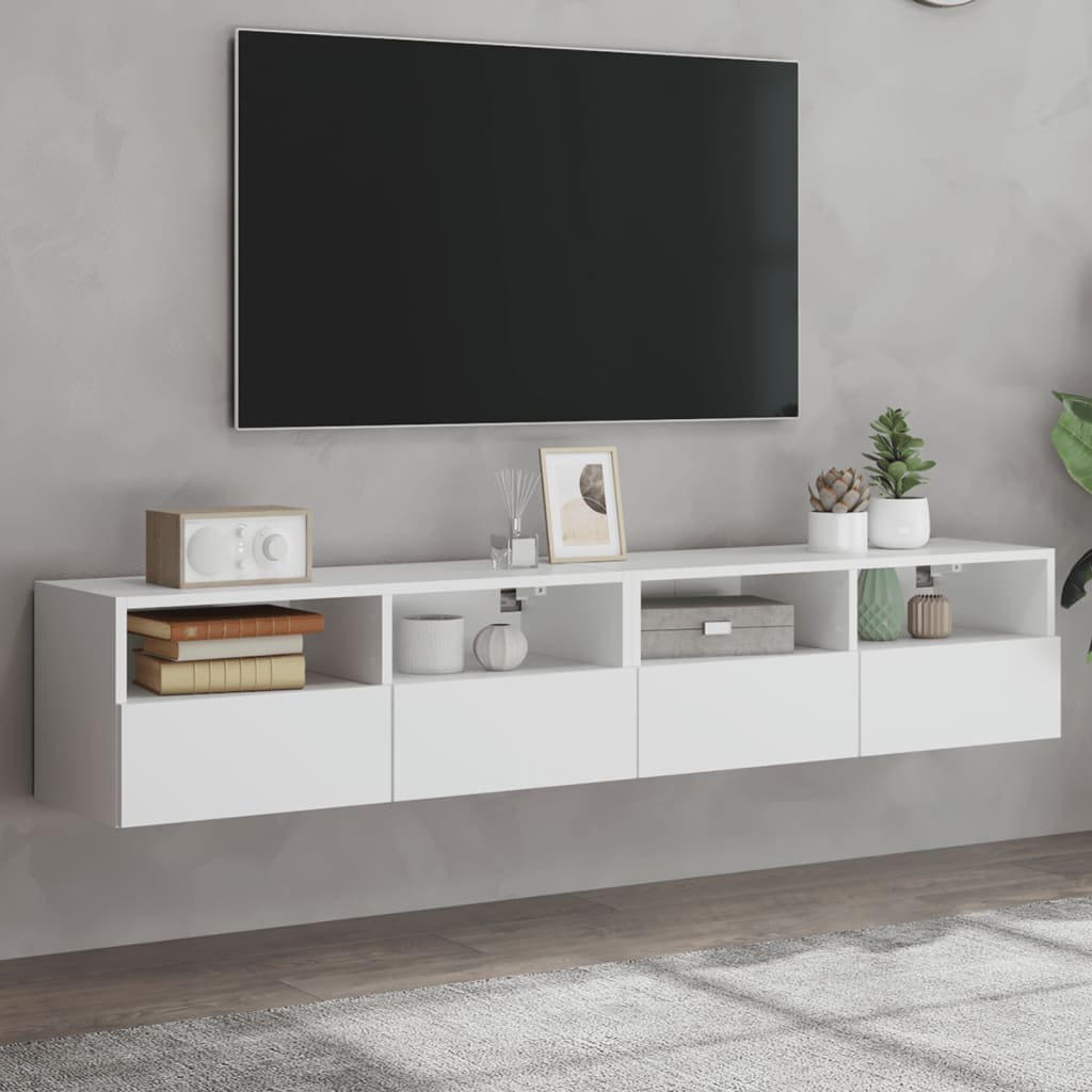 vidaXL Ścienne szafki TV, 2 szt., białe, 80x30x30 cm