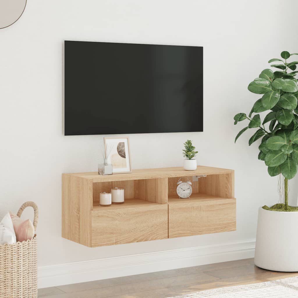 vidaXL Ścienna szafka TV, dąb sonoma, 80x30x30 cm