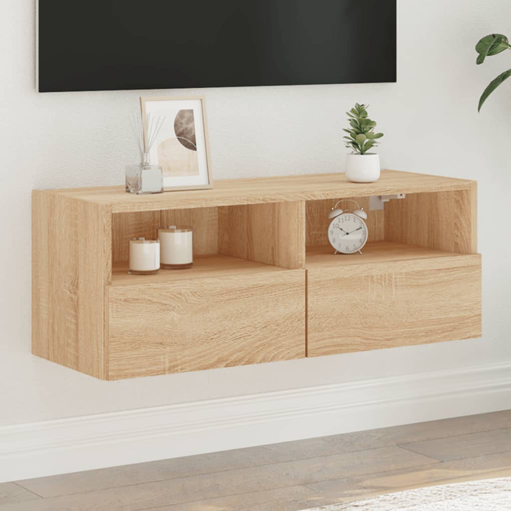 vidaXL Ścienna szafka TV, dąb sonoma, 80x30x30 cm