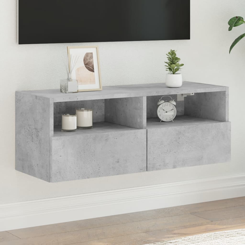 vidaXL Ścienna szafka TV, szarość betonu, 80x30x30 cm