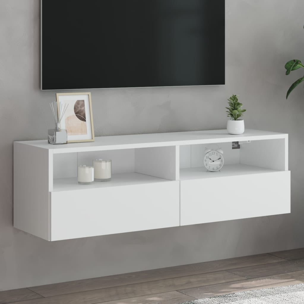 vidaXL Ścienna szafka TV, biała, 100x30x30 cm