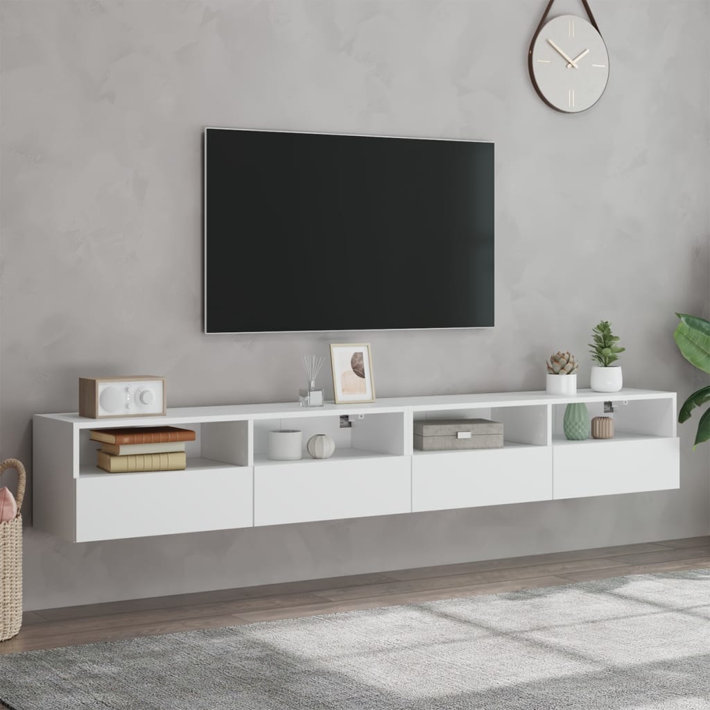 vidaXL Ścienne szafki TV, 2 szt., białe, 100x30x30 cm