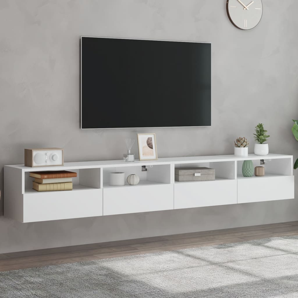 vidaXL Ścienne szafki TV, 2 szt., białe, 100x30x30 cm