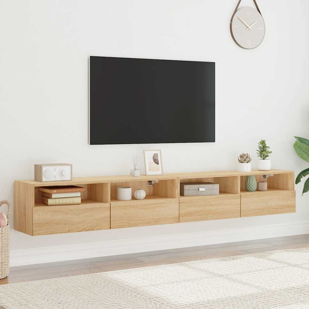 vidaXL Szafki ścienne TV, 2 szt., dąb sonoma, 100x30x30 cm
