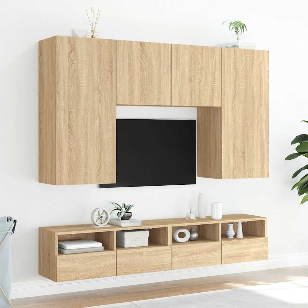 vidaXL Szafki ścienne TV, 2 szt., dąb sonoma, 100x30x30 cm