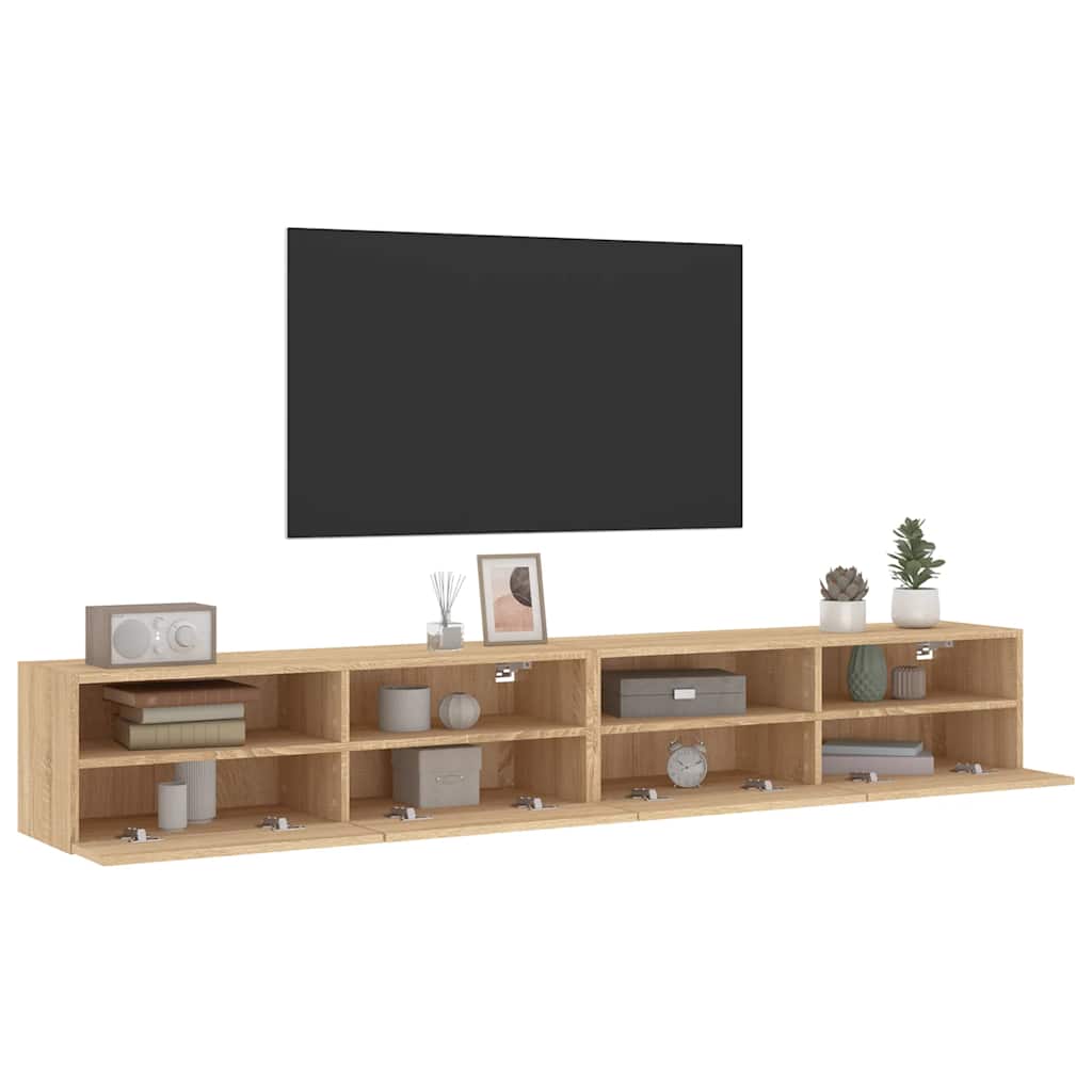 vidaXL Szafki ścienne TV, 2 szt., dąb sonoma, 100x30x30 cm