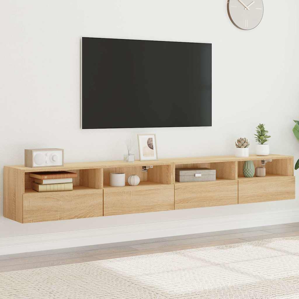 vidaXL Szafki ścienne TV, 2 szt., dąb sonoma, 100x30x30 cm