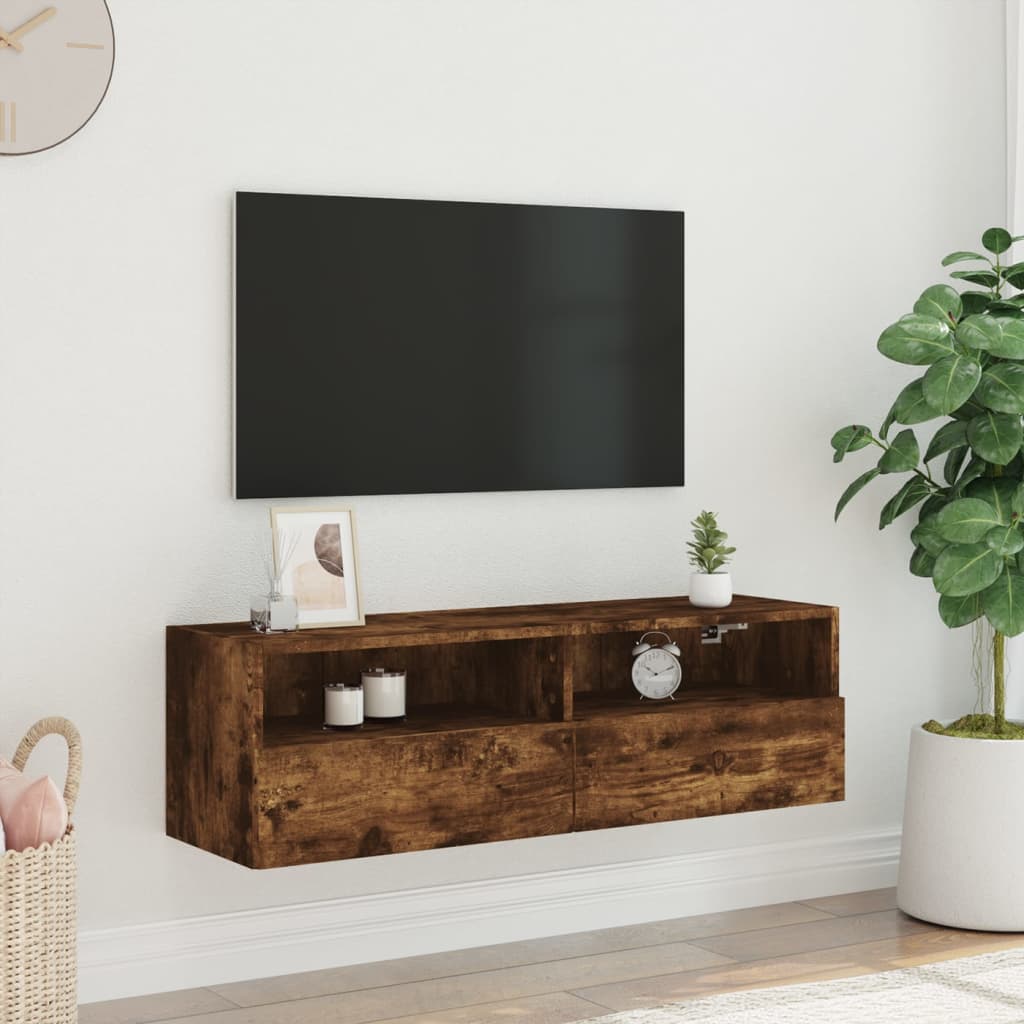 vidaXL Ścienna szafka TV, przydymiony dąb, 100x30x30 cm