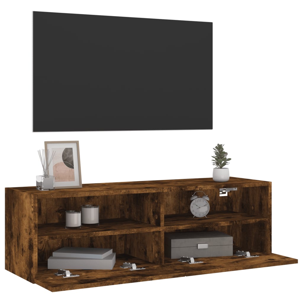 vidaXL Ścienna szafka TV, przydymiony dąb, 100x30x30 cm