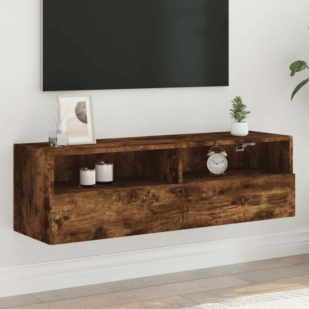 vidaXL Ścienna szafka TV, przydymiony dąb, 100x30x30 cm