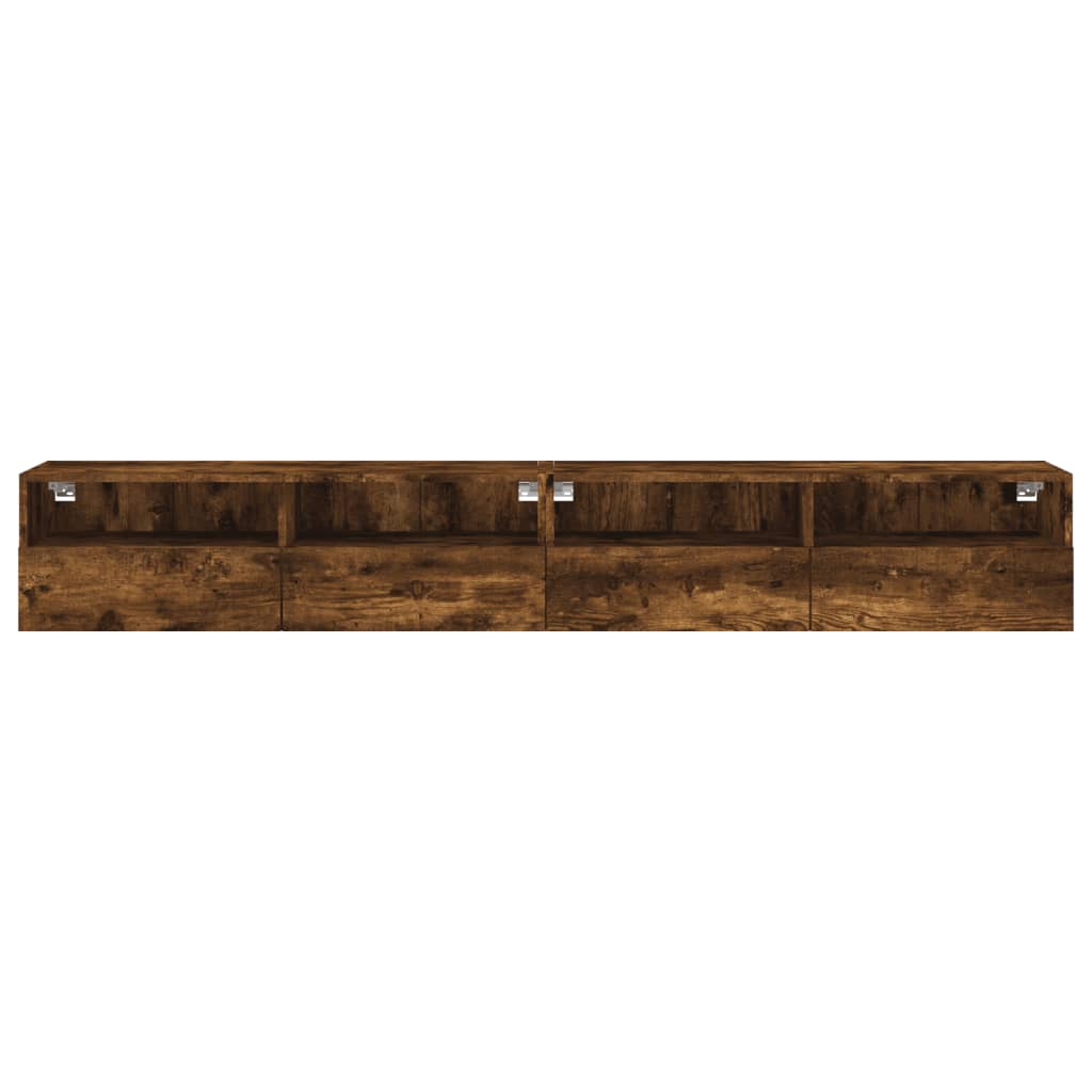 vidaXL Ścienne szafki TV, 2 szt., przydymiony dąb, 100x30x30 cm