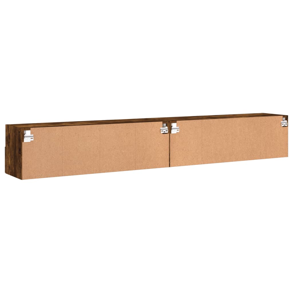 vidaXL Ścienne szafki TV, 2 szt., przydymiony dąb, 100x30x30 cm