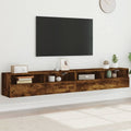 vidaXL Ścienne szafki TV, 2 szt., przydymiony dąb, 100x30x30 cm