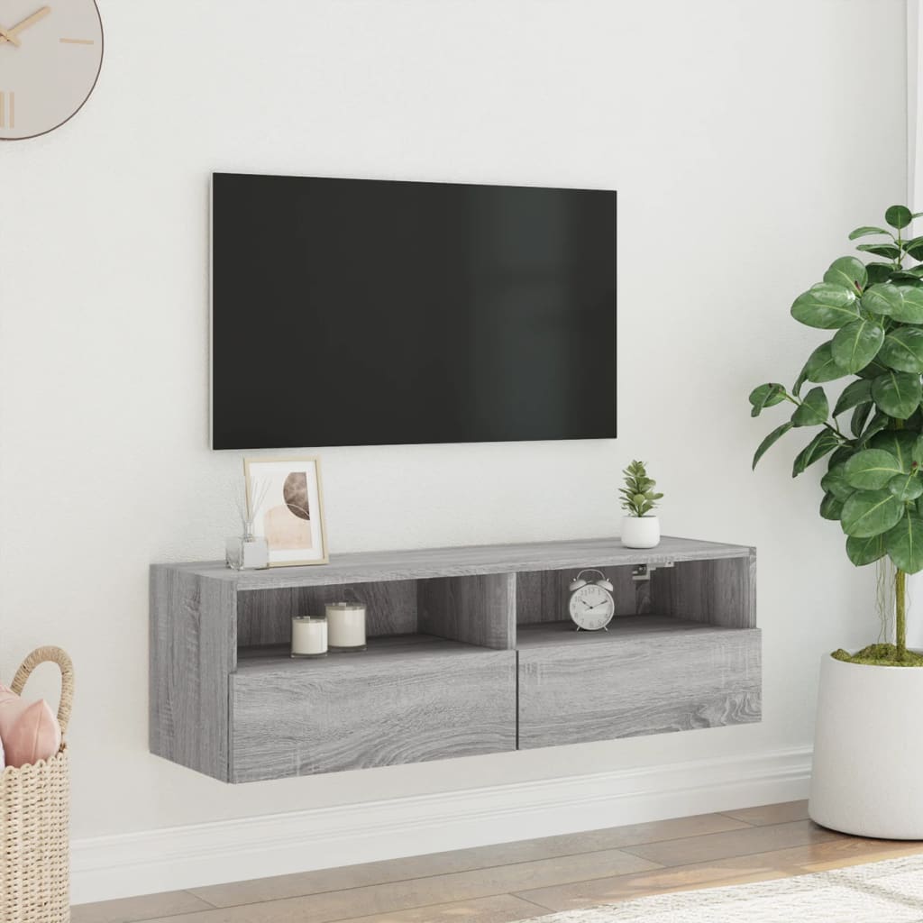 vidaXL Ścienna szafka TV, szary dąb sonoma, 100x30x30 cm