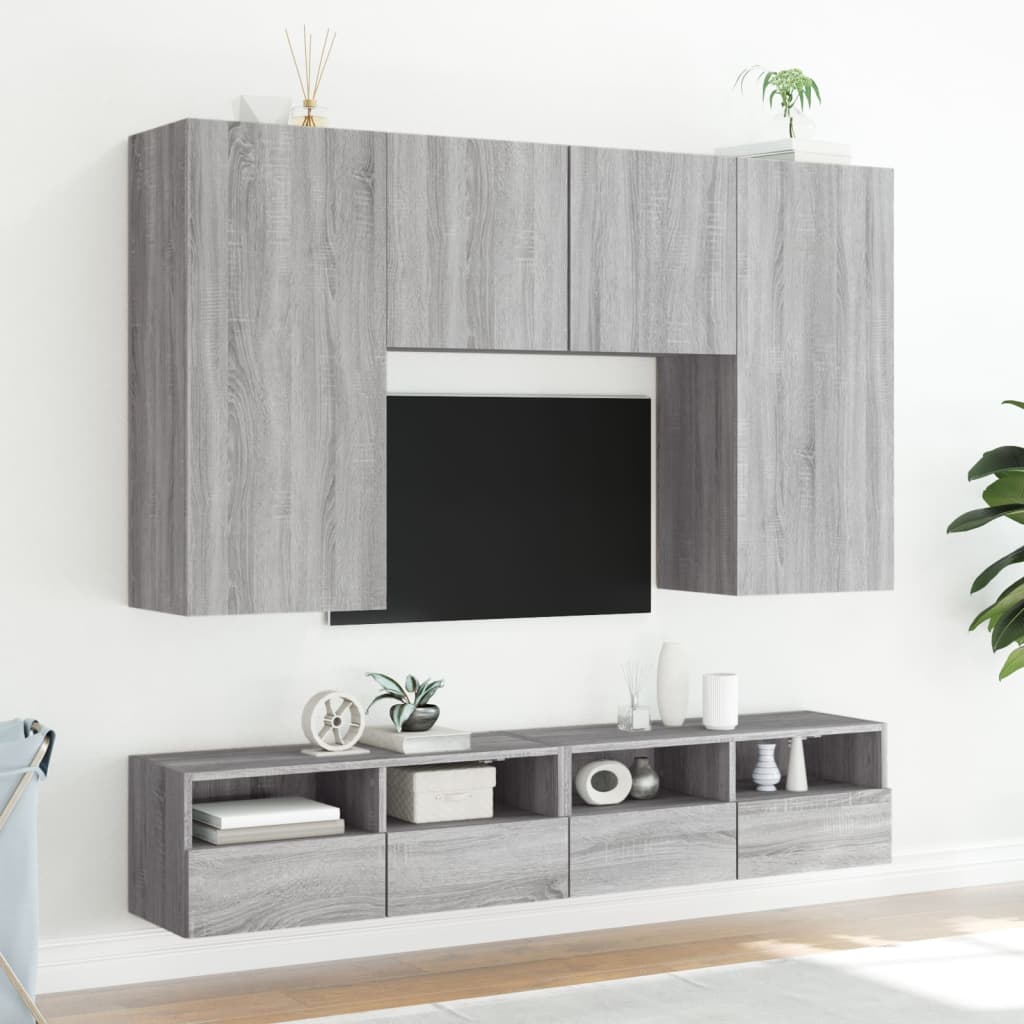 vidaXL Ścienna szafka TV, szary dąb sonoma, 100x30x30 cm