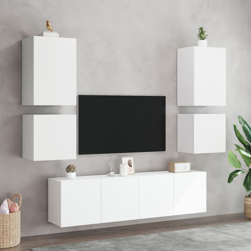 vidaXL Ścienne szafki TV, 2 szt., białe, 40,5x30x40 cm