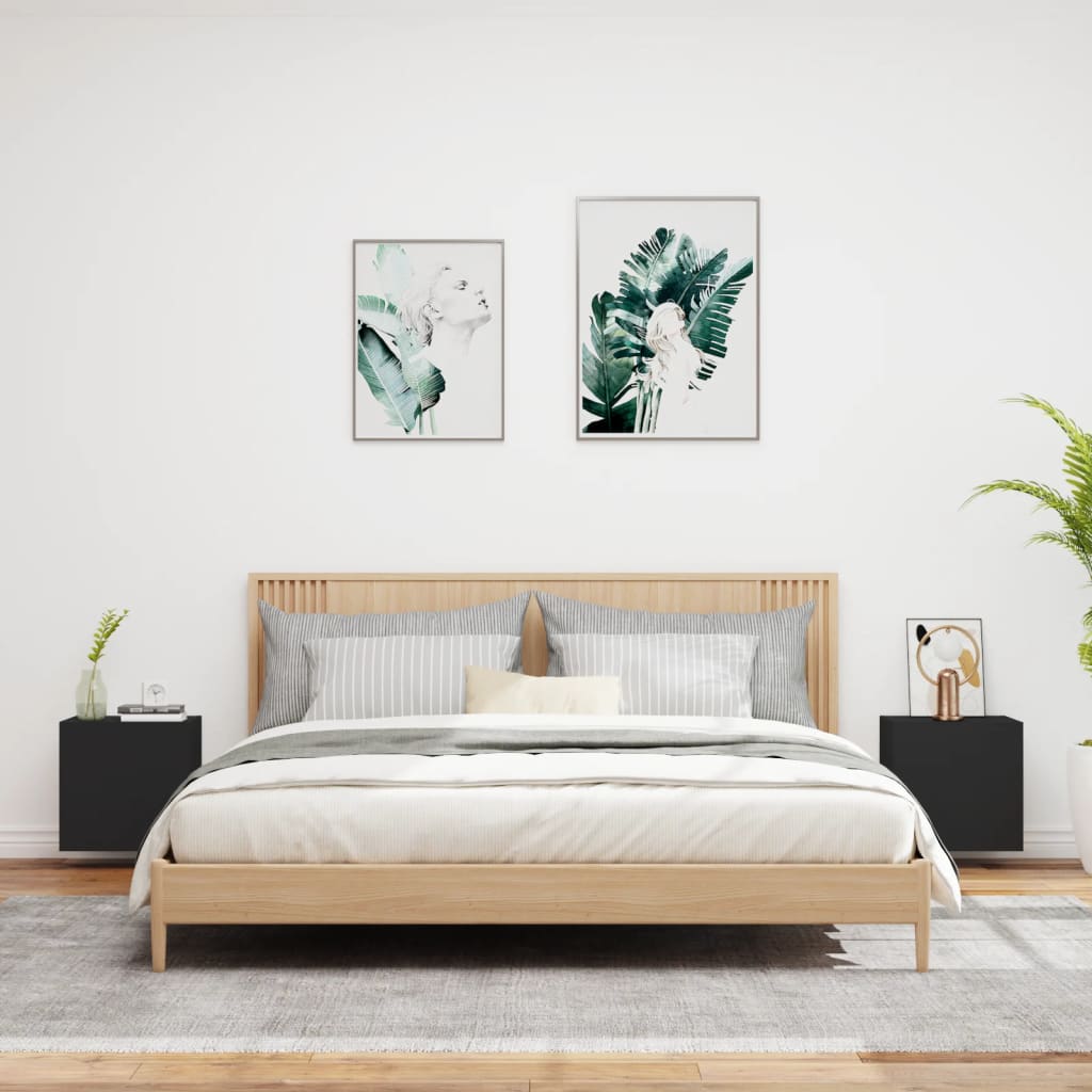 vidaXL Ścienne szafki TV, 2 szt., czarne, 40,5x30x40 cm
