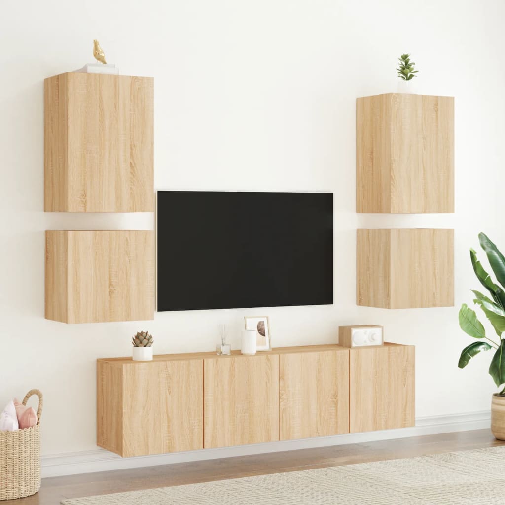 vidaXL Szafki ścienne TV, 2 szt., dąb sonoma, 40,5x30x40 cm