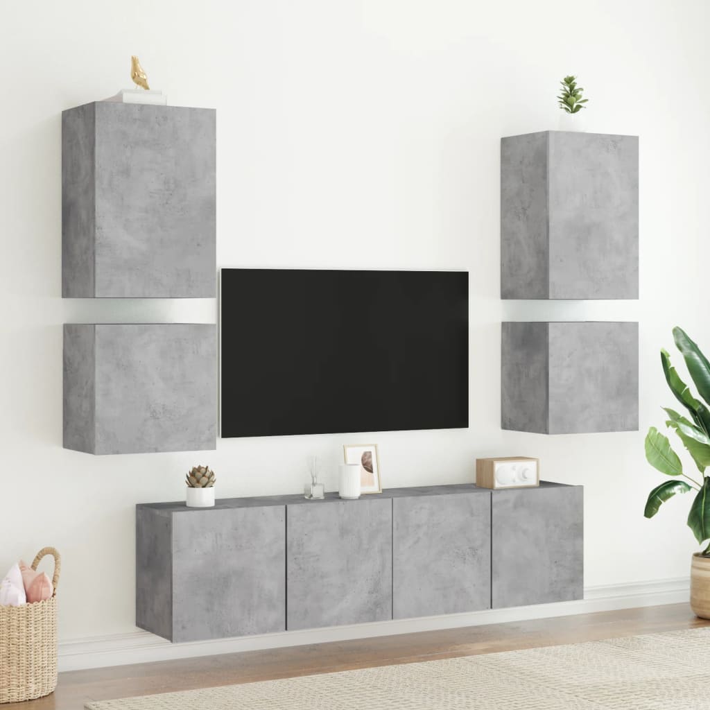 vidaXL Ścienne szafki TV, 2 szt., szarość betonu, 40,5x30x40 cm