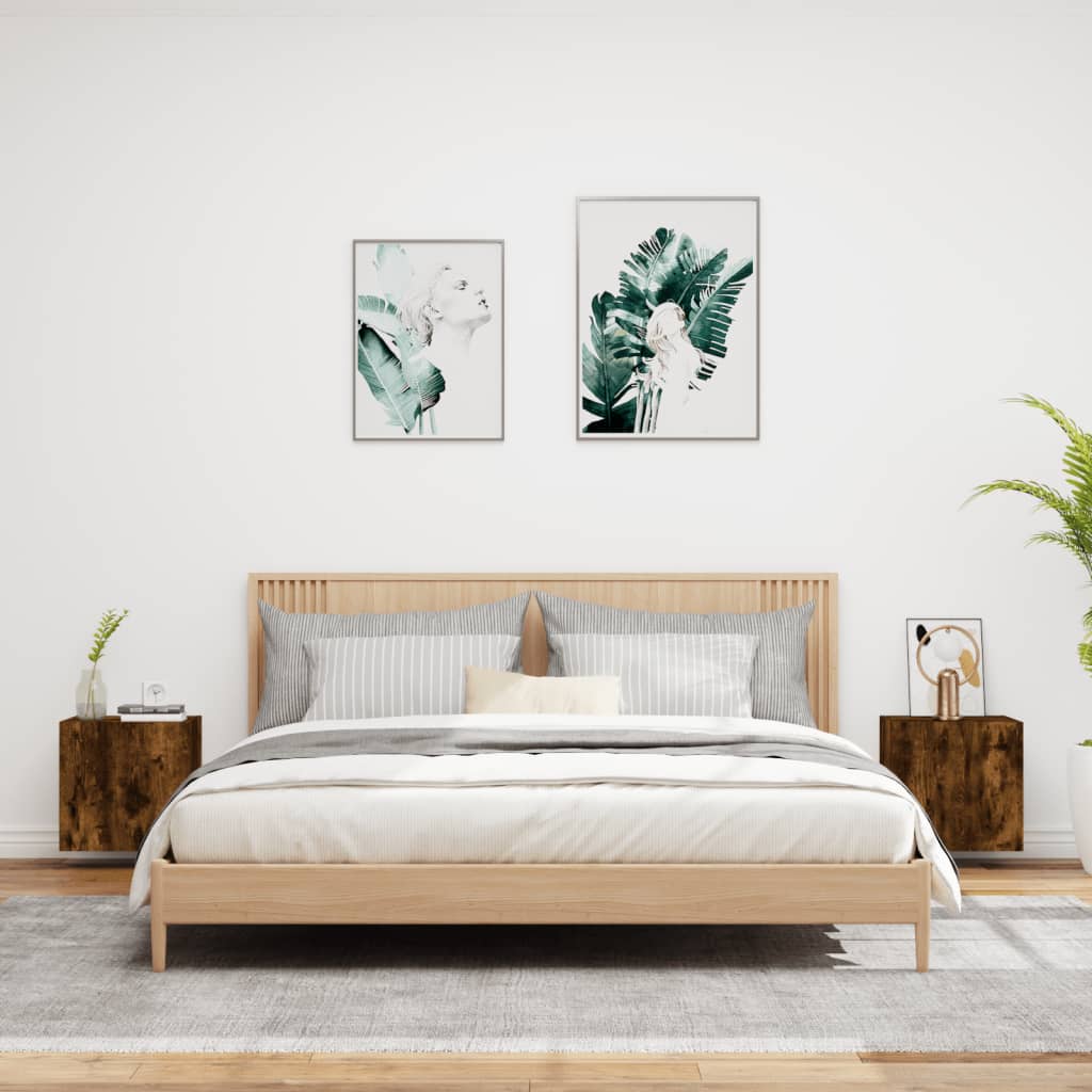 vidaXL Ścienne szafki TV, 2 szt., przydymiony dąb, 40,5x30x40 cm