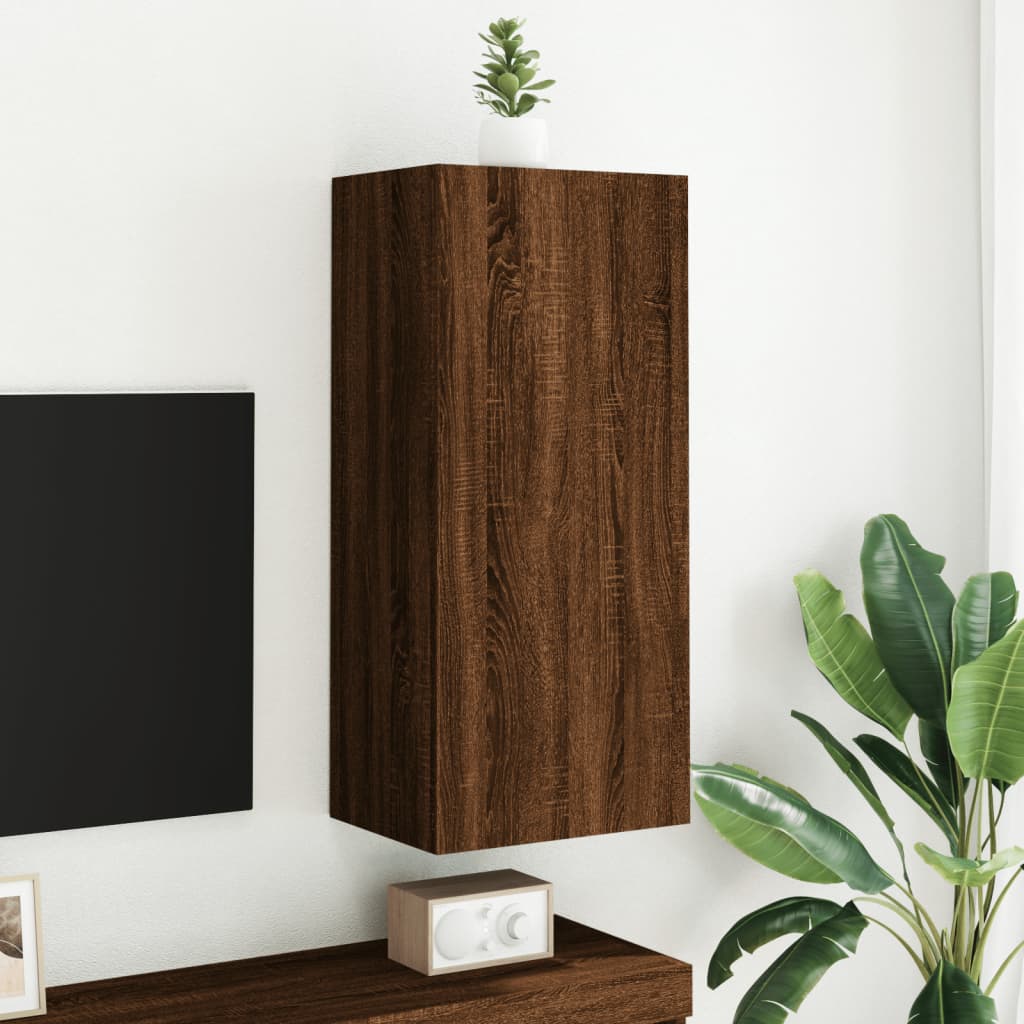 vidaXL Ścienna szafka TV, brązowy dąb, 40,5x30x90 cm