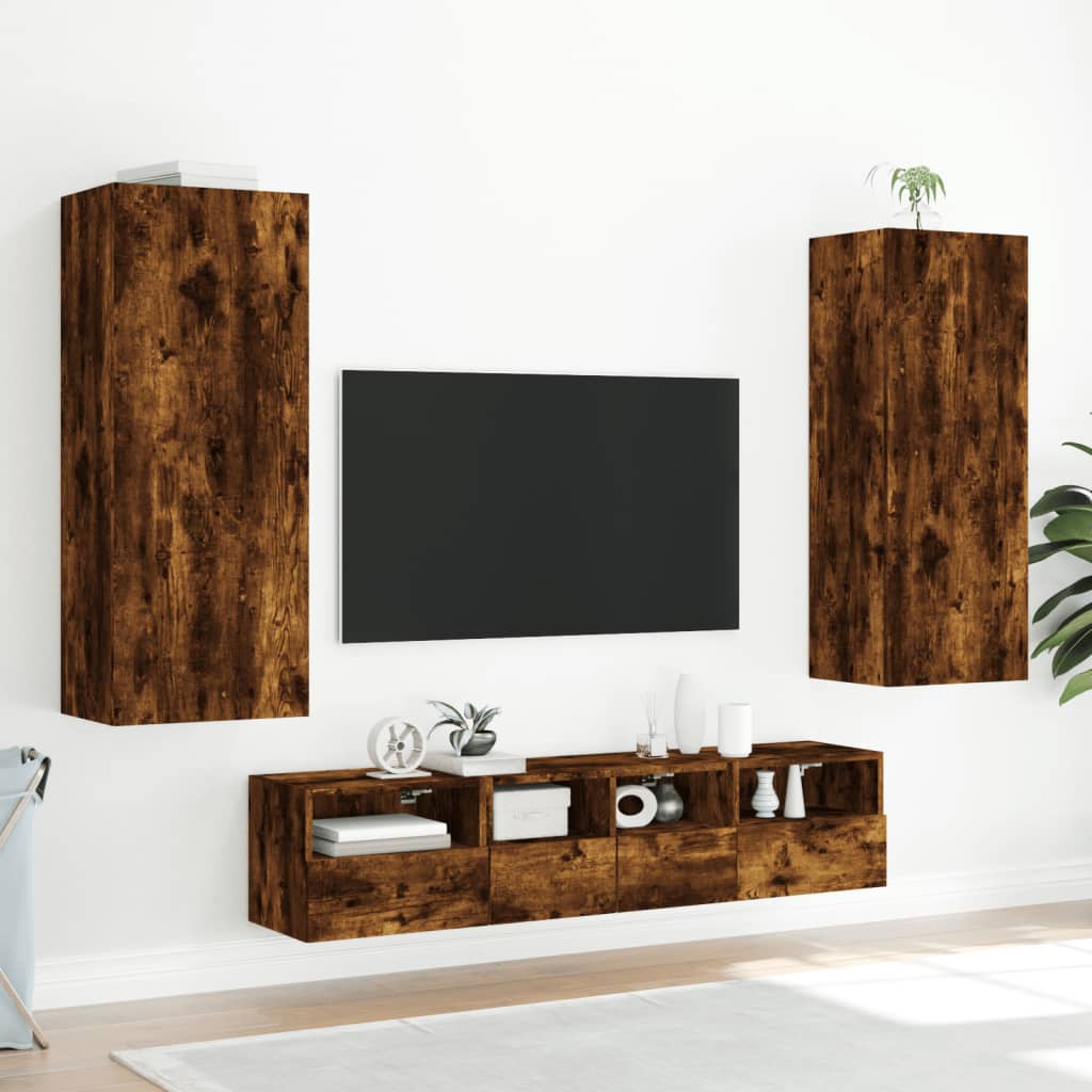 vidaXL Ścienna szafka TV, przydymiony dąb, 40,5x30x102 cm