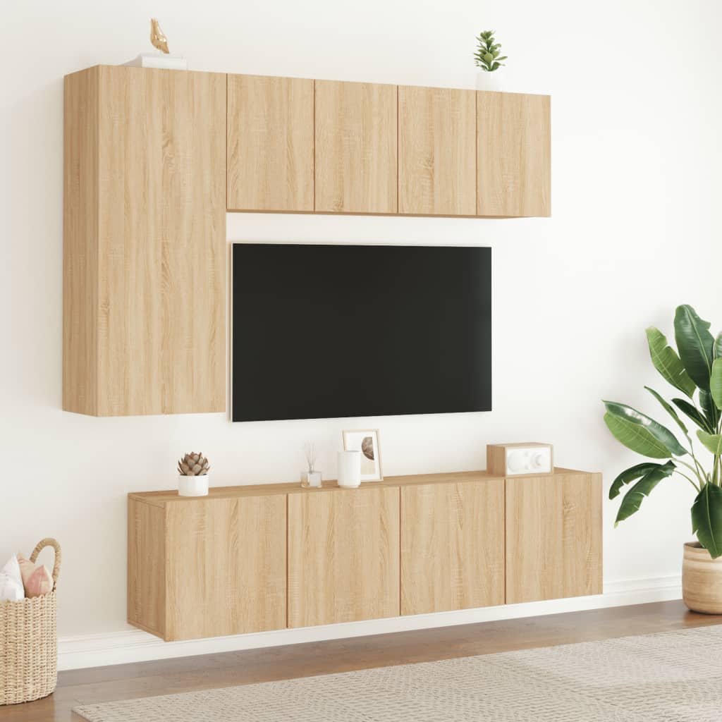 vidaXL Ścienne szafki TV, 2 szt., dąb sonoma, 60x30x41 cm