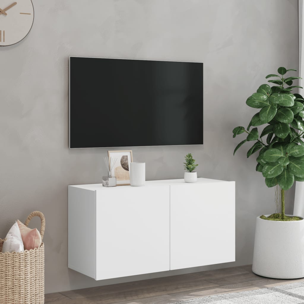 vidaXL Ścienna szafka TV, biała, 80x30x41 cm
