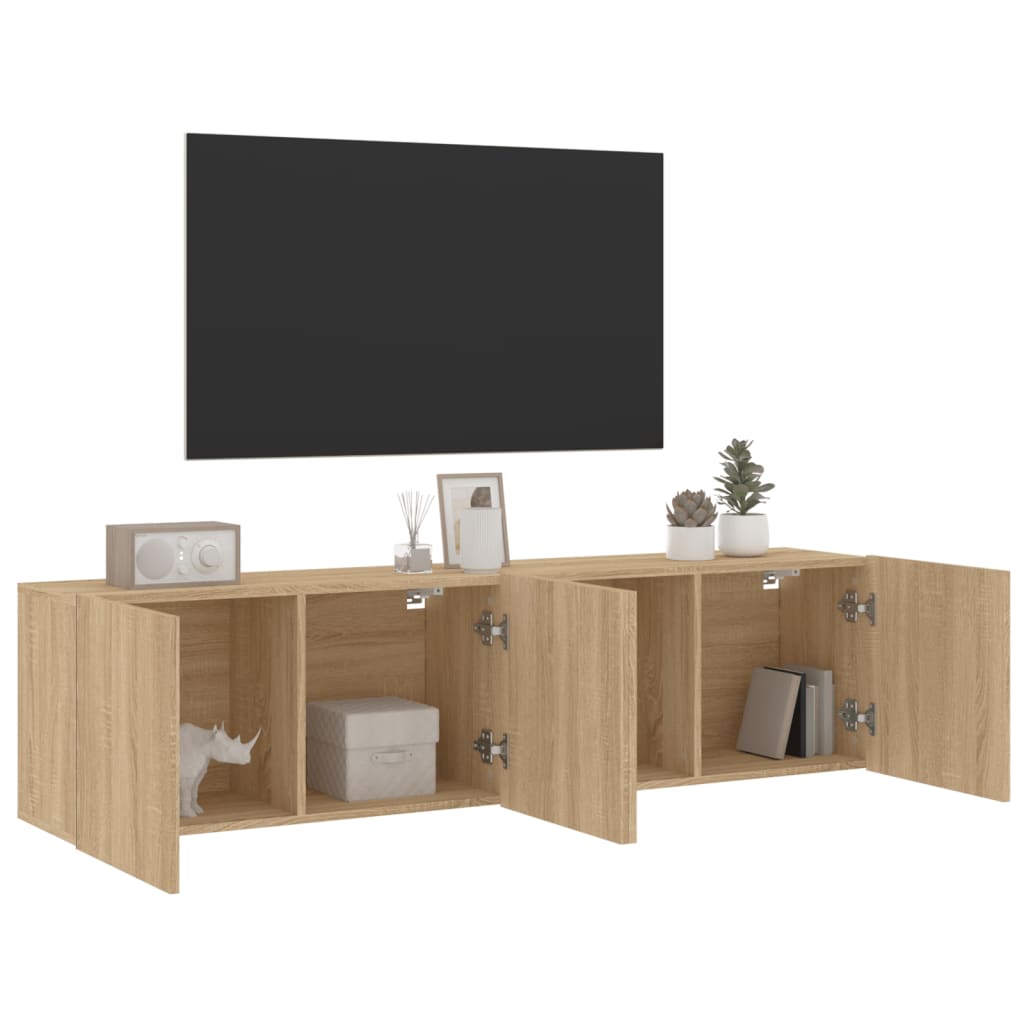 vidaXL Ścienne szafki TV, 2 szt., dąb sonoma, 80x30x41 cm
