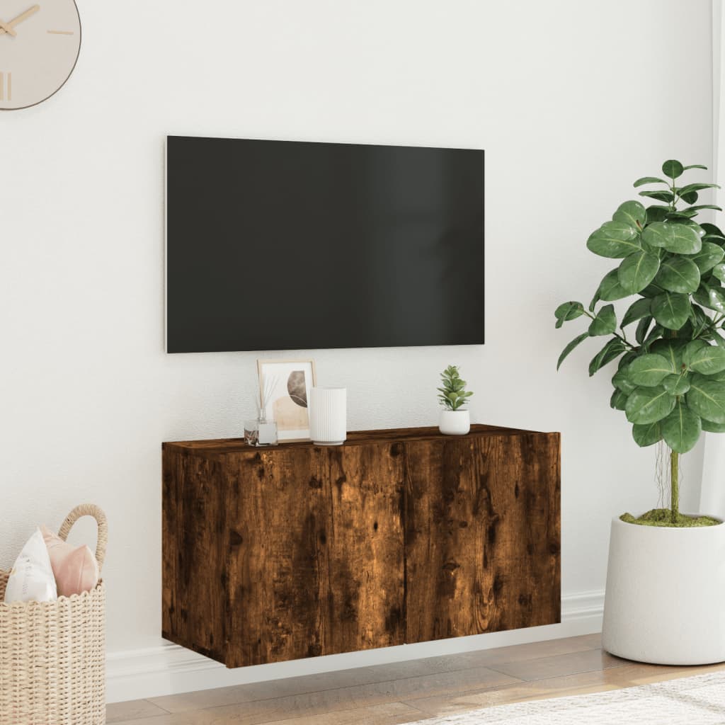 vidaXL Ścienna szafka TV, przydymiony dąb, 80x30x41 cm