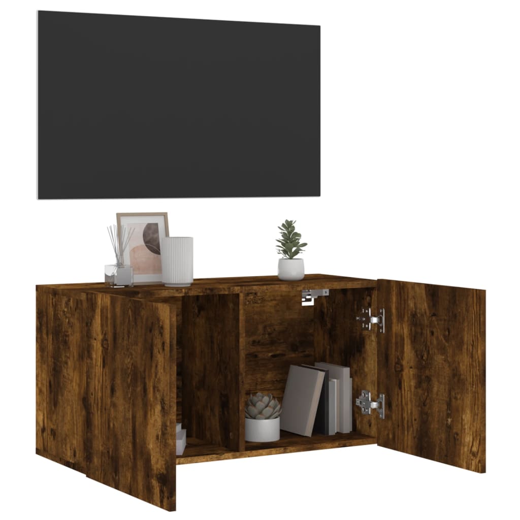 vidaXL Ścienna szafka TV, przydymiony dąb, 80x30x41 cm