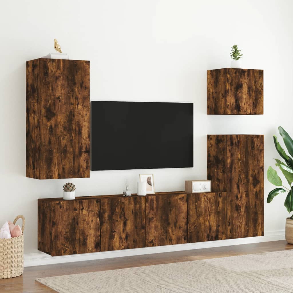 vidaXL Ścienna szafka TV, przydymiony dąb, 80x30x41 cm