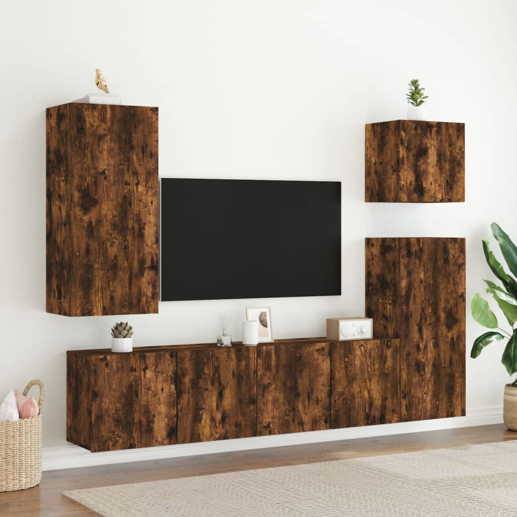 vidaXL Ścienne szafki TV, 2 szt., przydymiony dąb, 80x30x41 cm