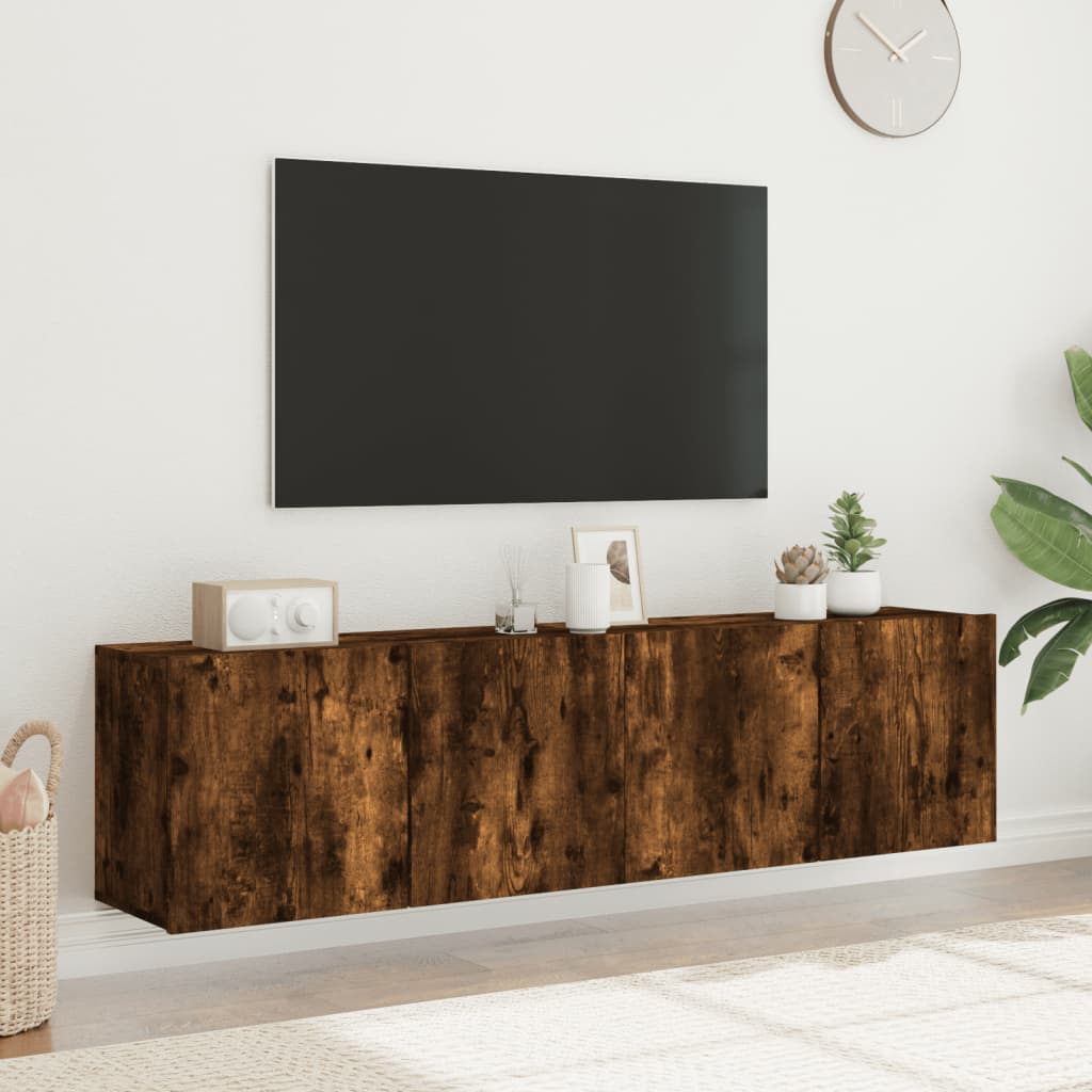 vidaXL Ścienne szafki TV, 2 szt., przydymiony dąb, 80x30x41 cm