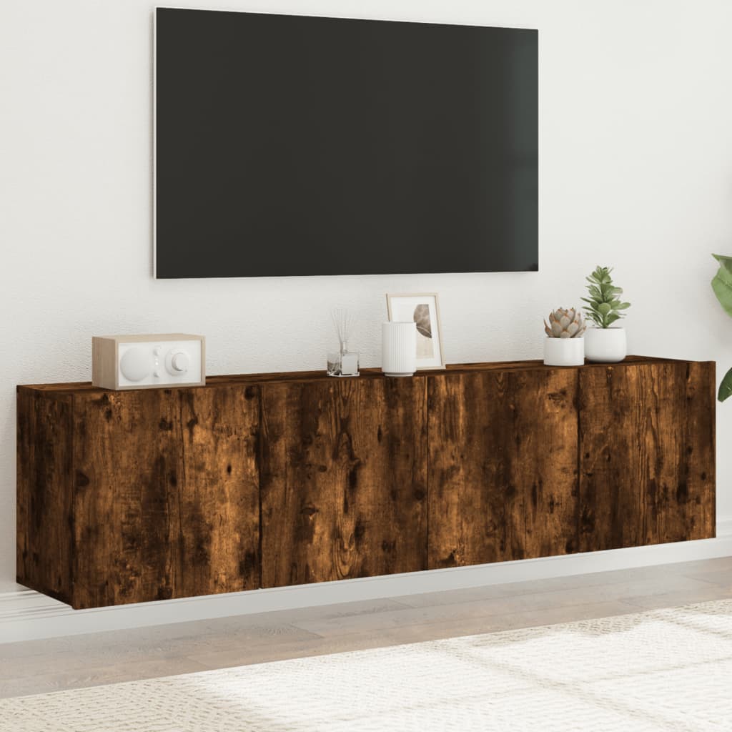 vidaXL Ścienne szafki TV, 2 szt., przydymiony dąb, 80x30x41 cm