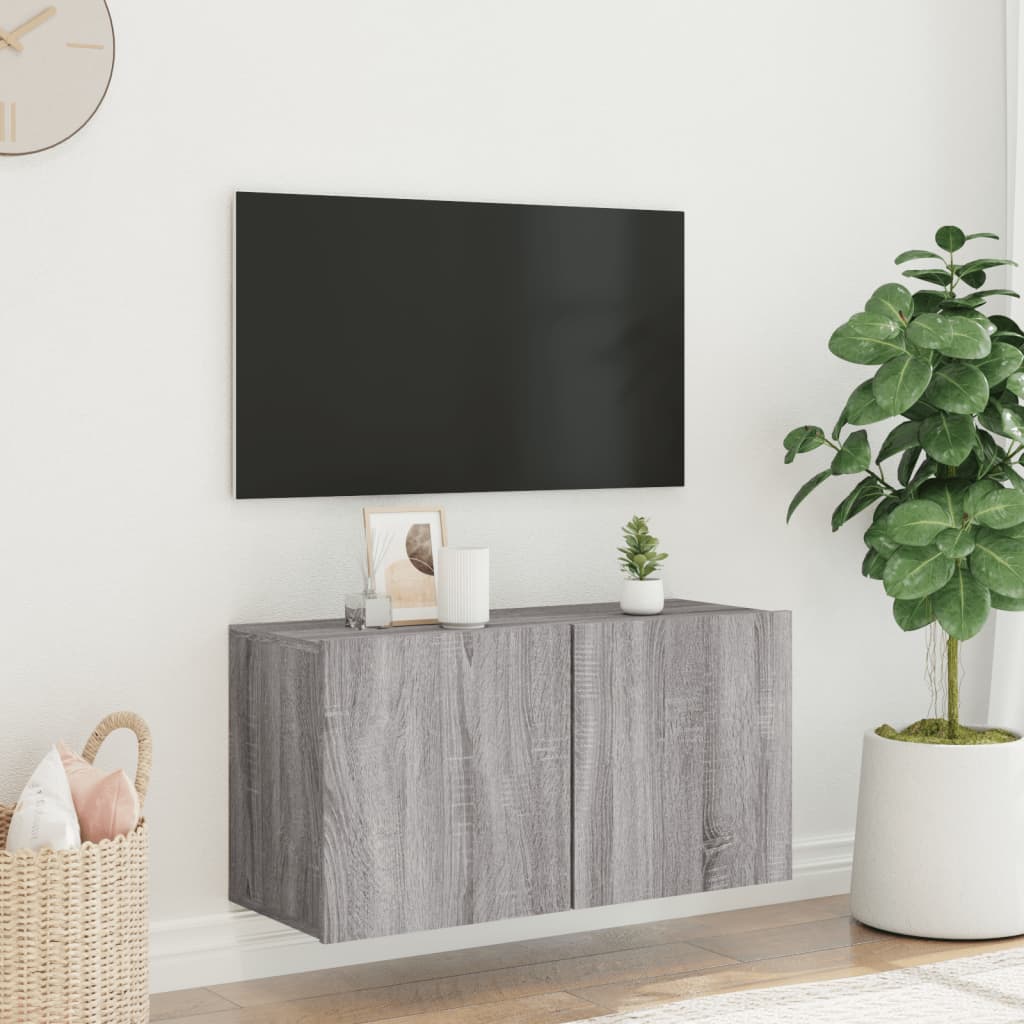 vidaXL Ścienna szafka TV, szary dąb sonoma, 80x30x41 cm