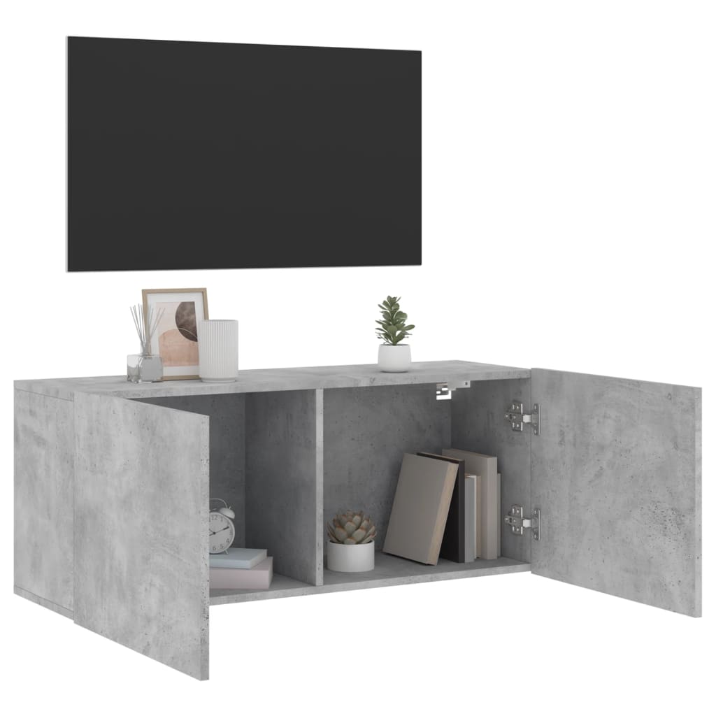 vidaXL Szafka pod telewizor, ścienna, szarość betonu, 100x30x41 cm