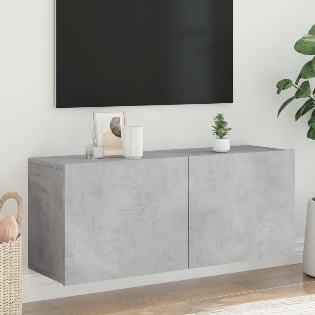 vidaXL Szafka pod telewizor, ścienna, szarość betonu, 100x30x41 cm