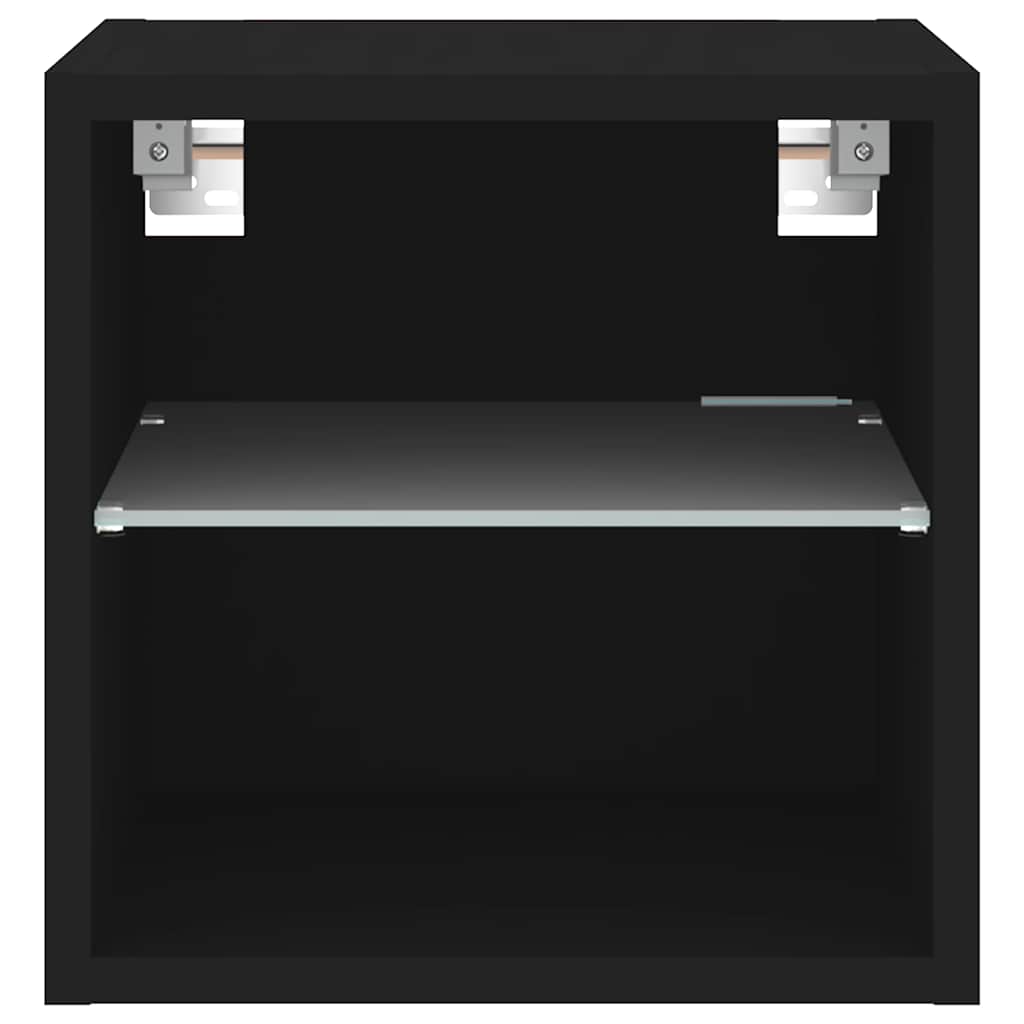vidaXL Ścienna szafka TV z LED, czarna, 30x28,5x30 cm