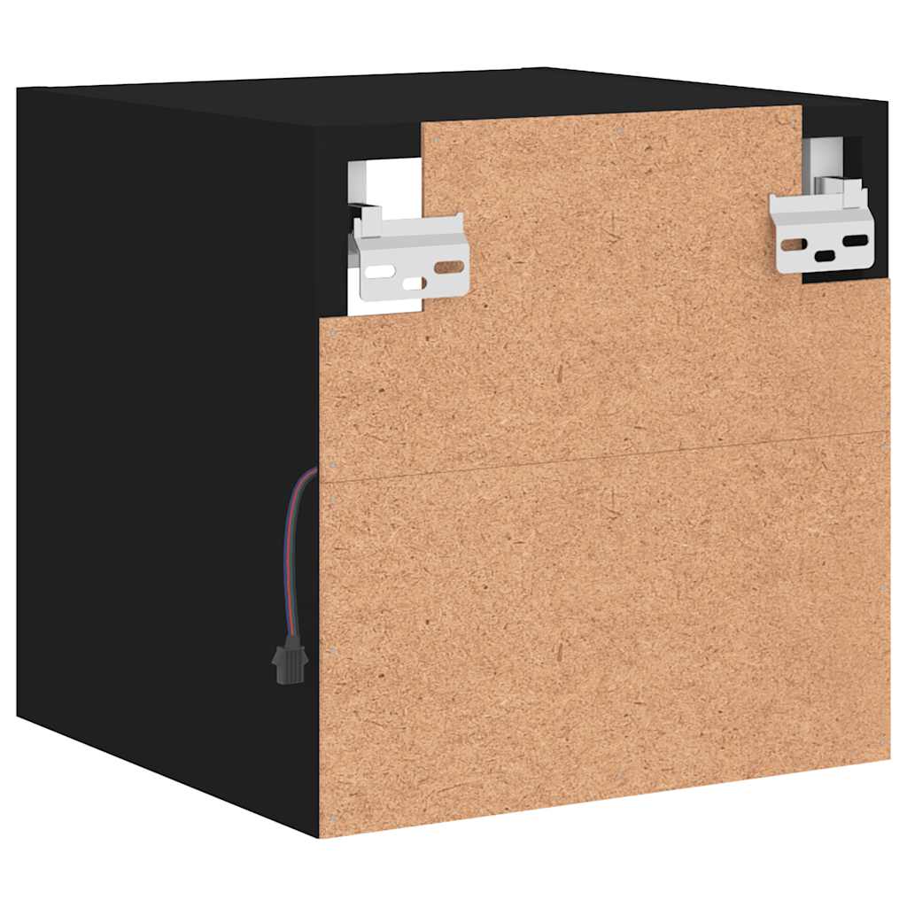 vidaXL Ścienna szafka TV z LED, czarna, 30x28,5x30 cm